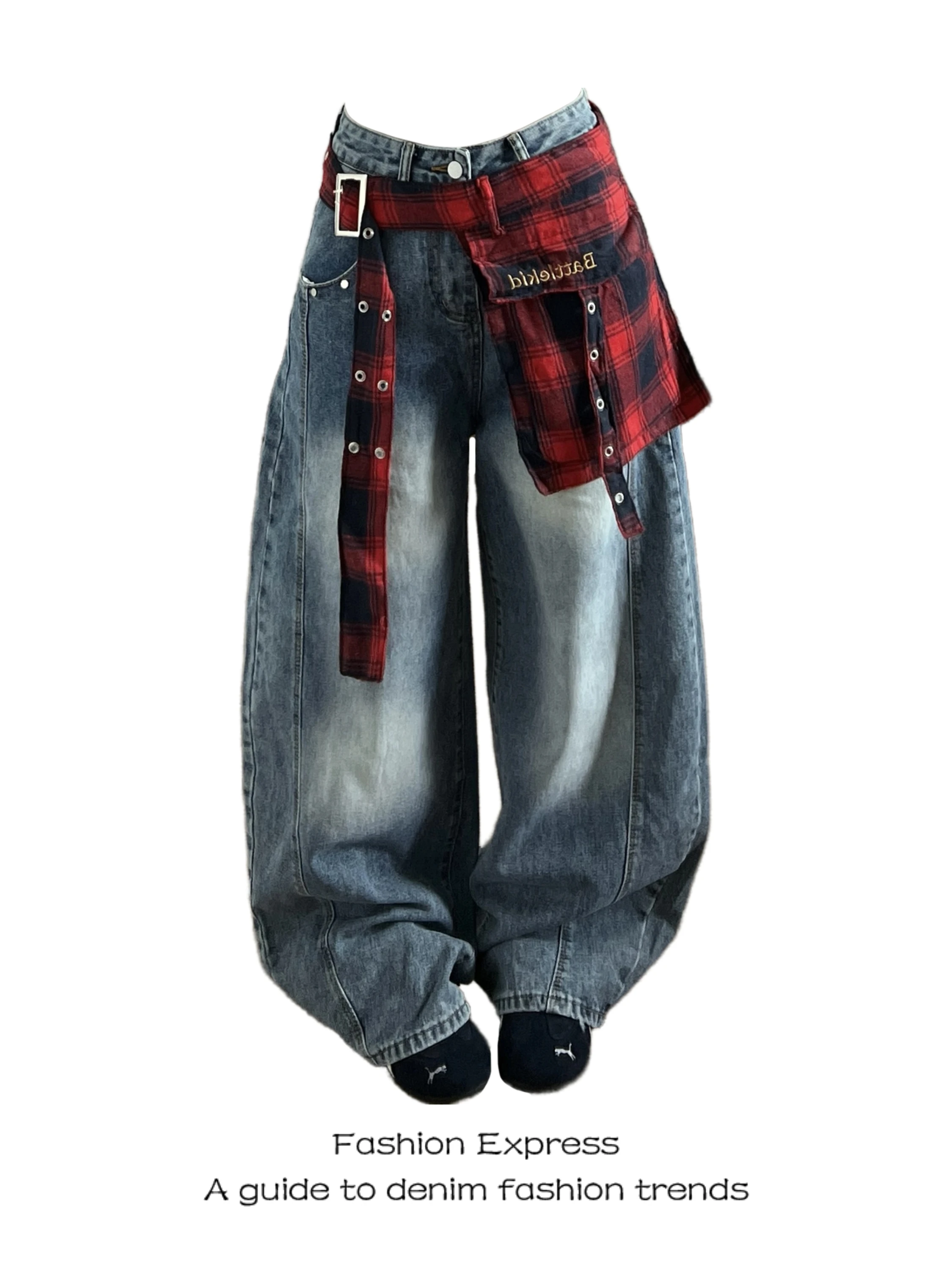 

American High Street Sle Women's Jeans Spring Summer New Arrival Wide Leg Knife Waed Denim Trousers Casual High Waist