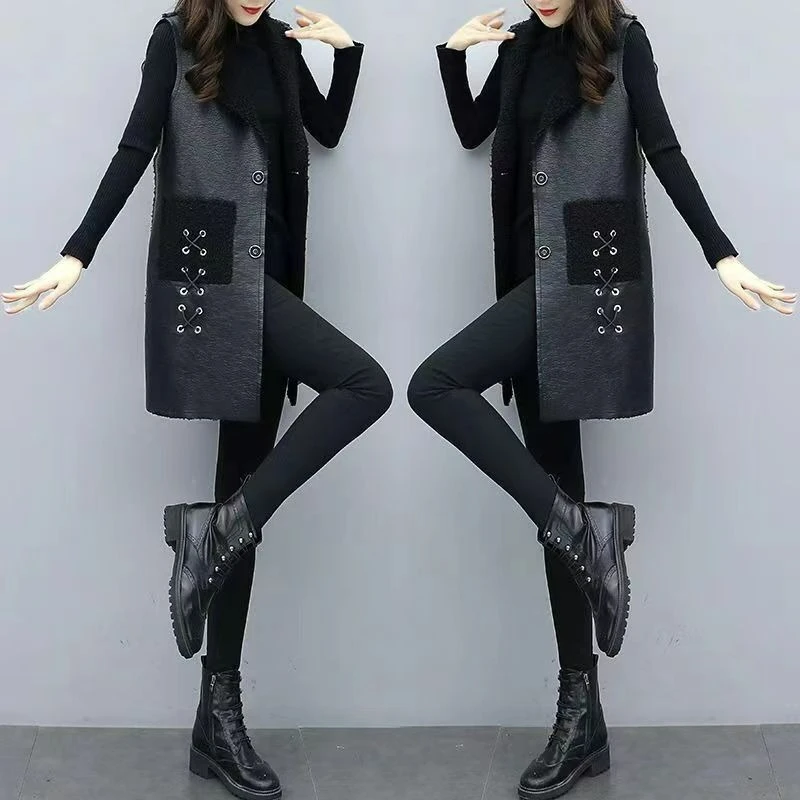 Het nieuwe halflange leren jack voor dames in de lente-herfst van 2026 is veelzijdig, stijlvol met fleece verdikte grote maten