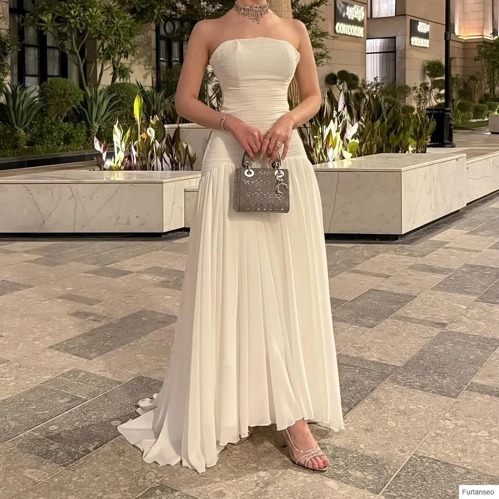 

Mermaid Women's Evening Dresses Floor-length Strapless Sleeveless Prom Gown Fashion Pleat Simple Draped Casual Customized Gowns