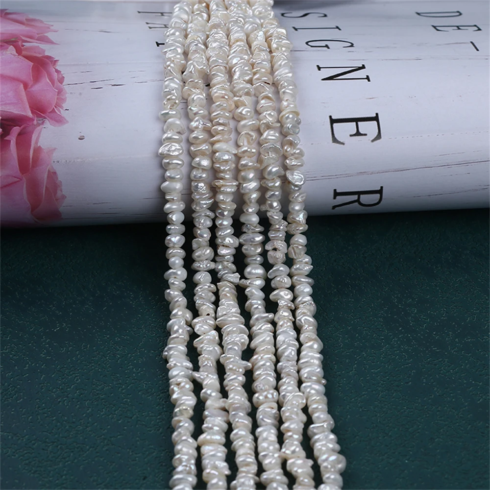 4-5mm keshi pearl centre drilled natural white color 112pcs 37cm baroque pearl string DIY beads