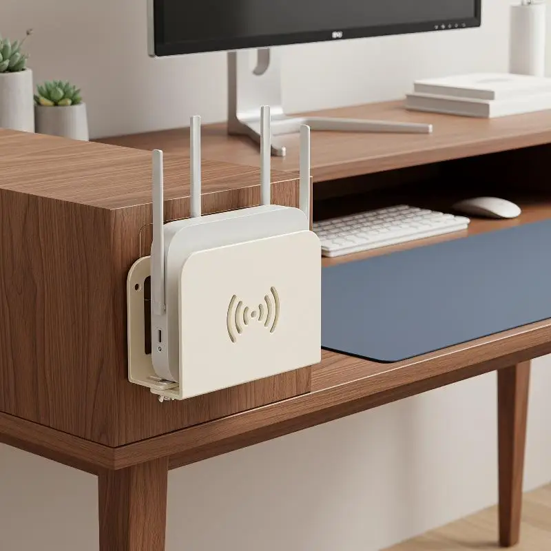 Wall Mounted WiFi Router Holder No Punch Installation Heat Dissipation Holes For Home Office