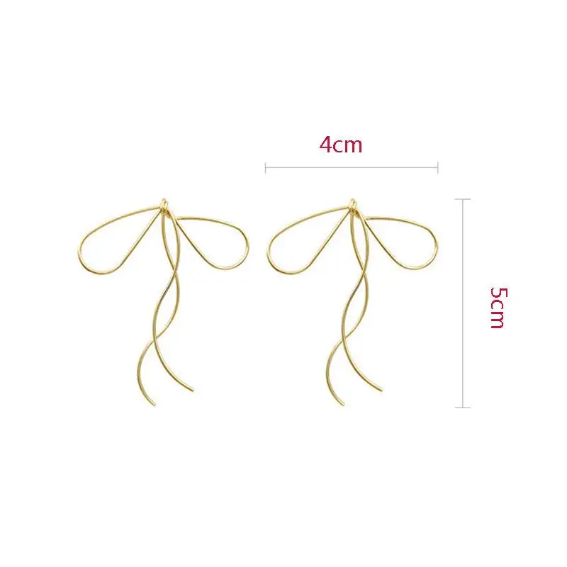 Super Fairy Hollow Metal Bow Earring Fashion Creative Retro Personality Earrings Cold Wind Long Drop Earrings Tide Women Jewelry