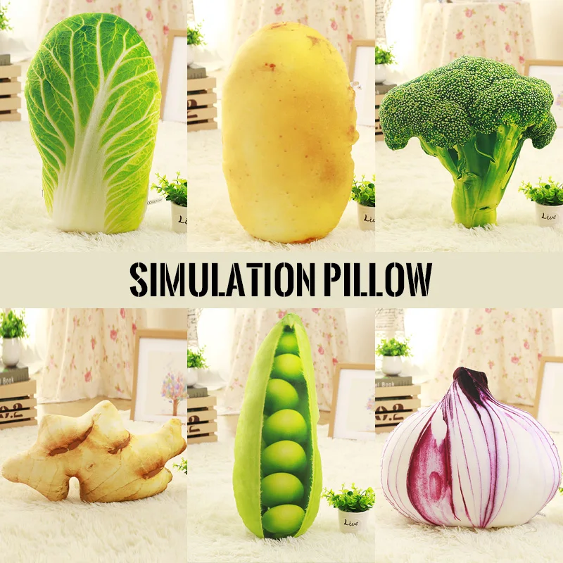 Creative Home Simulation Vegetable Pillow Cushion Vegetable Plush Dolls Ginger Potato Broccoli Cabbage Pea Pepper Plush Toy