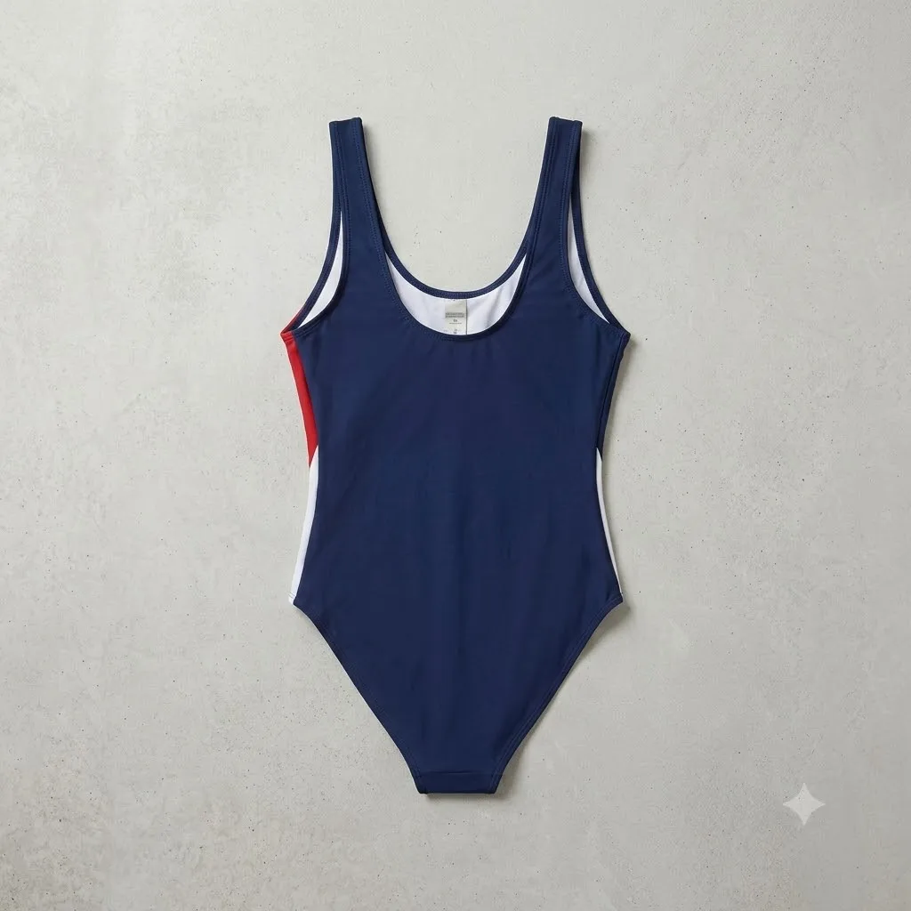 JEWELRY SEN Women One‑Piece Swimsuit Color Block Patchwork Sleeveless Athletic Training Swimwear High‑Cut Conservative Beach Sui