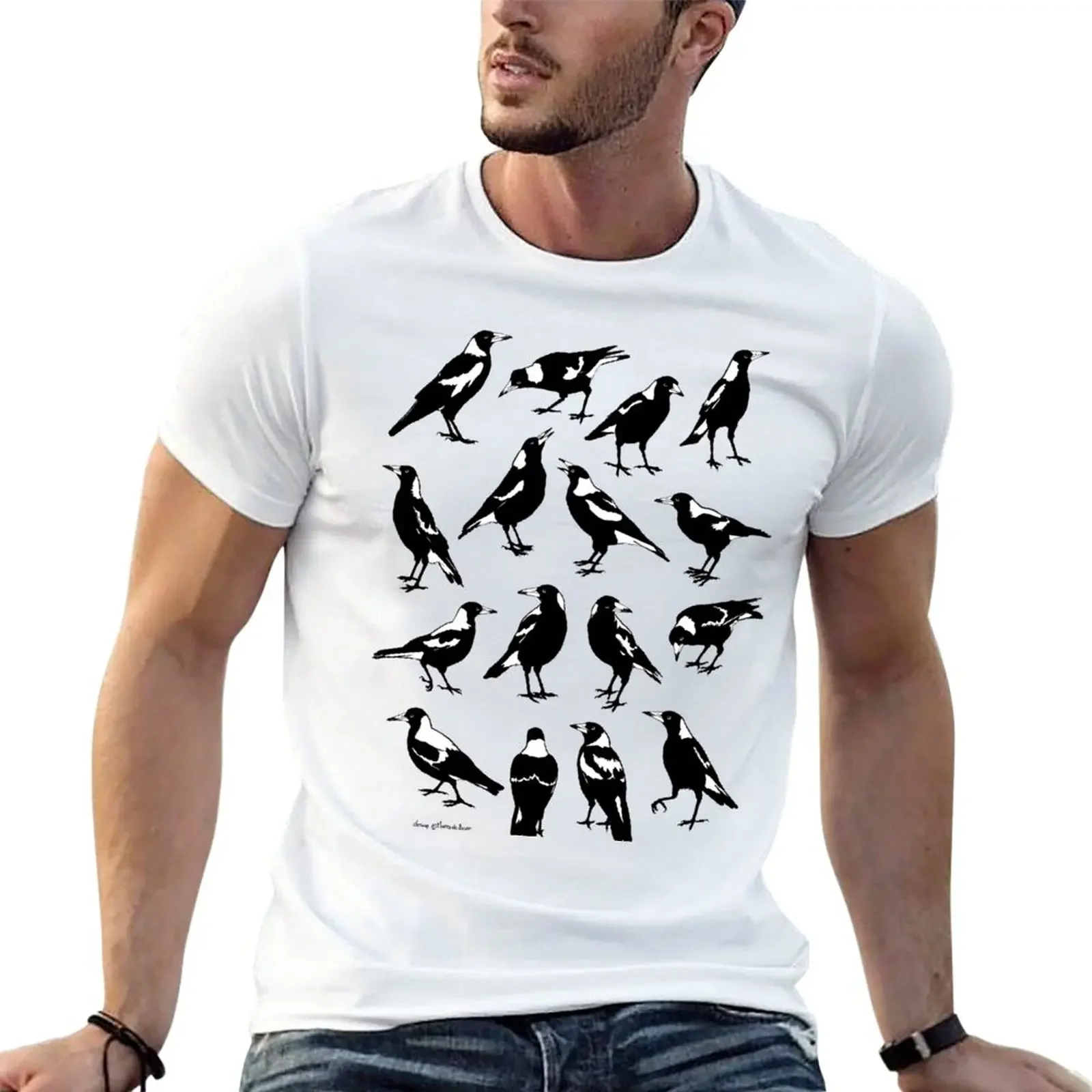 

New MAGPIES - Australian native birds (choose your your preferred Tee colour & style)) T-Shirt anime clothes men t shirts