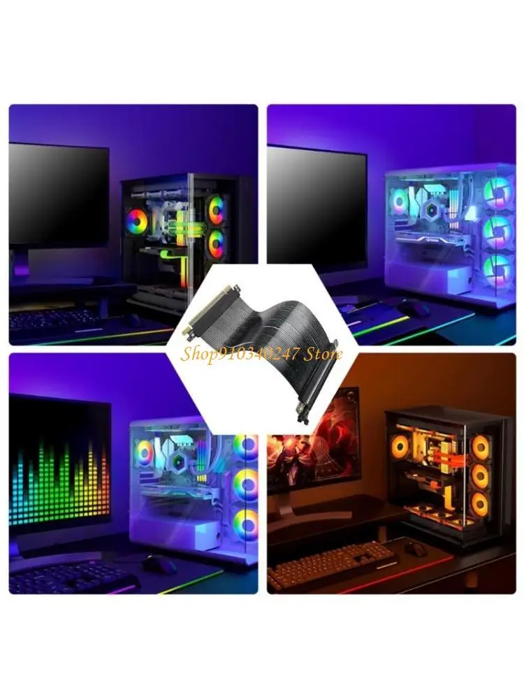 

Q22A Highly Speed PCIE5.0 X16 Risers Cable 180 Degree Parallel Design for Optimals System Cooling 0.9mm Thickness Wire