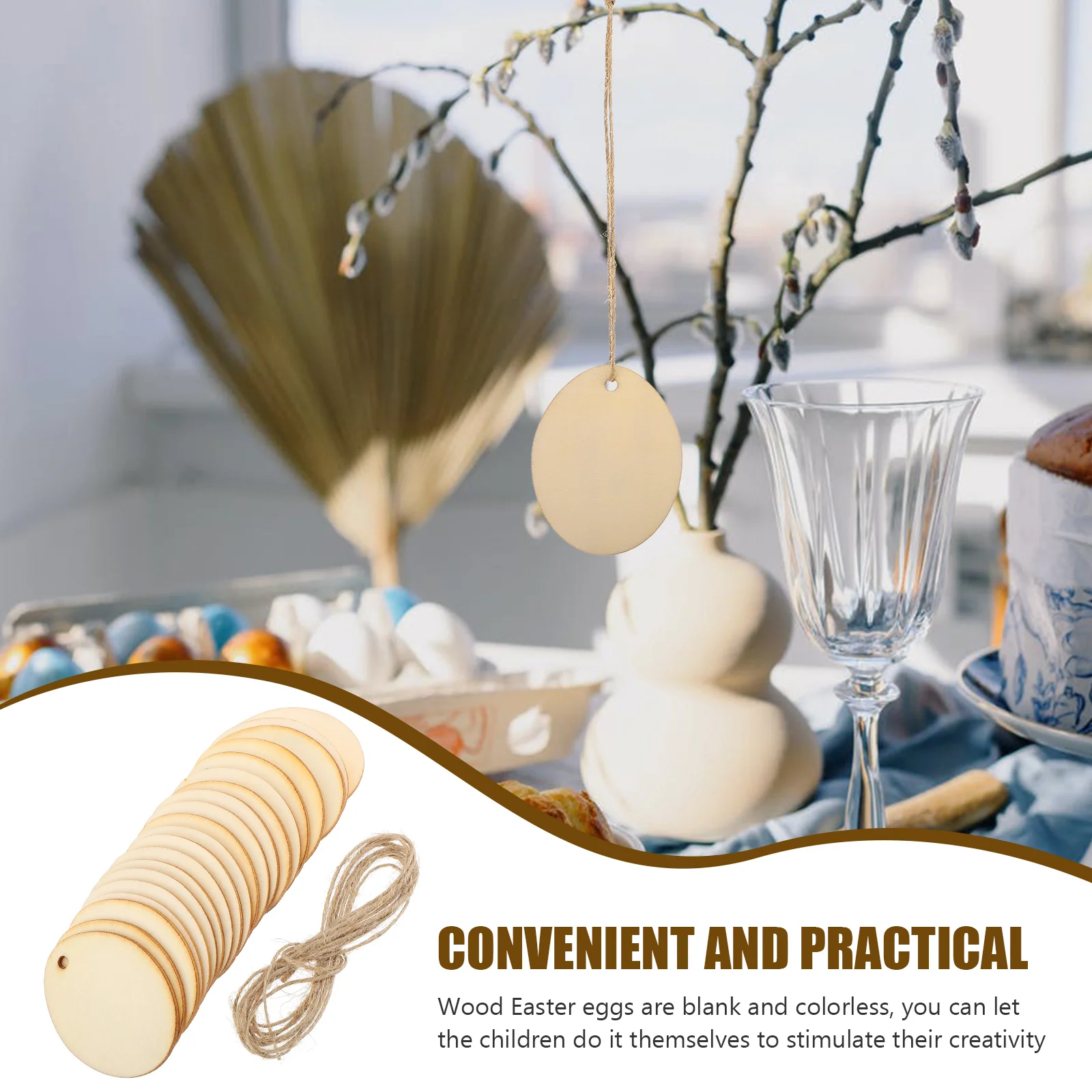 

10pcs Diy Easter Egg Shape Wooden Cutout Hanging Decor Unfinished Wood Slices Crafts Tags Cards Party Supplies Graffiti Pendant