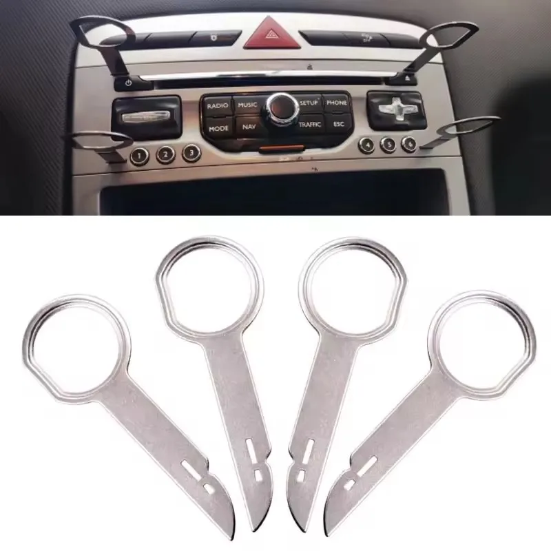 

4PCS Universal Car Radio Stereo Removal Extractor Key Release Pin Head Unit Audio Install Tool For Audi Ford Mercedes Benz Skoda