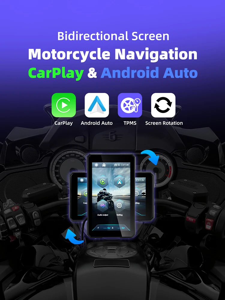 EKIY 5,0 inch draadloze CarPlay Moto Android Auto draagbare digitale motorfiets dashboard GPS-navigatie verwijderbaar scherm - afbeelding 2