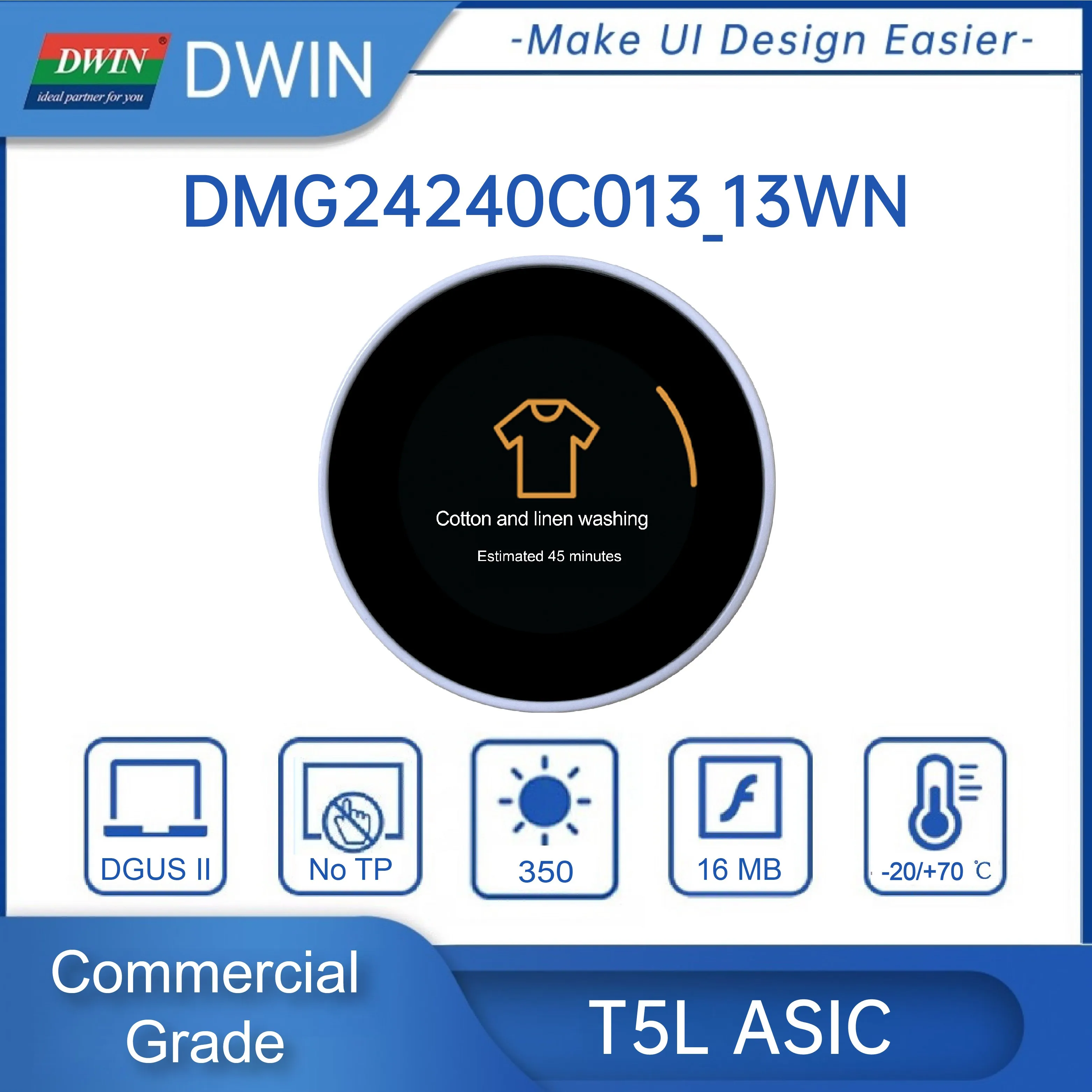 DWIN-tela giratória circular com ângulo de visão largo, resolução de 240x240 pixels, 262K, Color IPS-TFT, LCD, DMG24240C013 _ 13WN, 1,3 polegadas