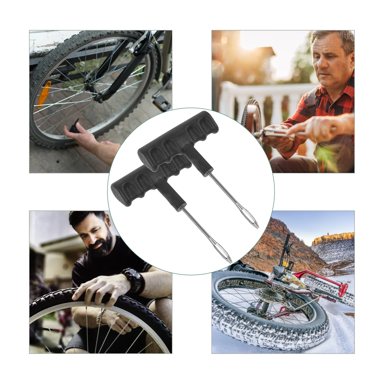 

2Pcs Tire Plug Repair Tool T-Handle Portable Tire Repair Tools for Car Motorcycle Atv Truck Puncture Fix