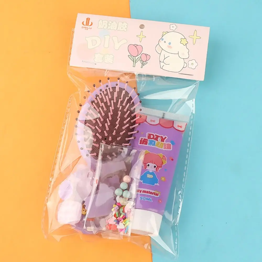 Handmade Simulação Creme Glue Comb, Multicolor DIY Kit, DIY Material Pack Set, Cute Cartoon, Air Cushion Comb, Papelaria, 1 Conjunto