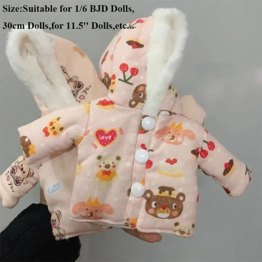 Moda inverno usar jaquetas multicoloridas mini casaco com capuz diy acessórios soltos grossos quentes topos para 1/6 bjd 30cm bonecas