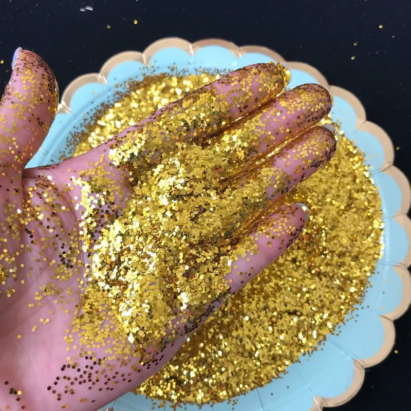 1pack 10g PET Glitter Powder Transparent Bubble Balloon Filler Round Sequins Golden Glitter Powder Home Decor Confetti for Balls