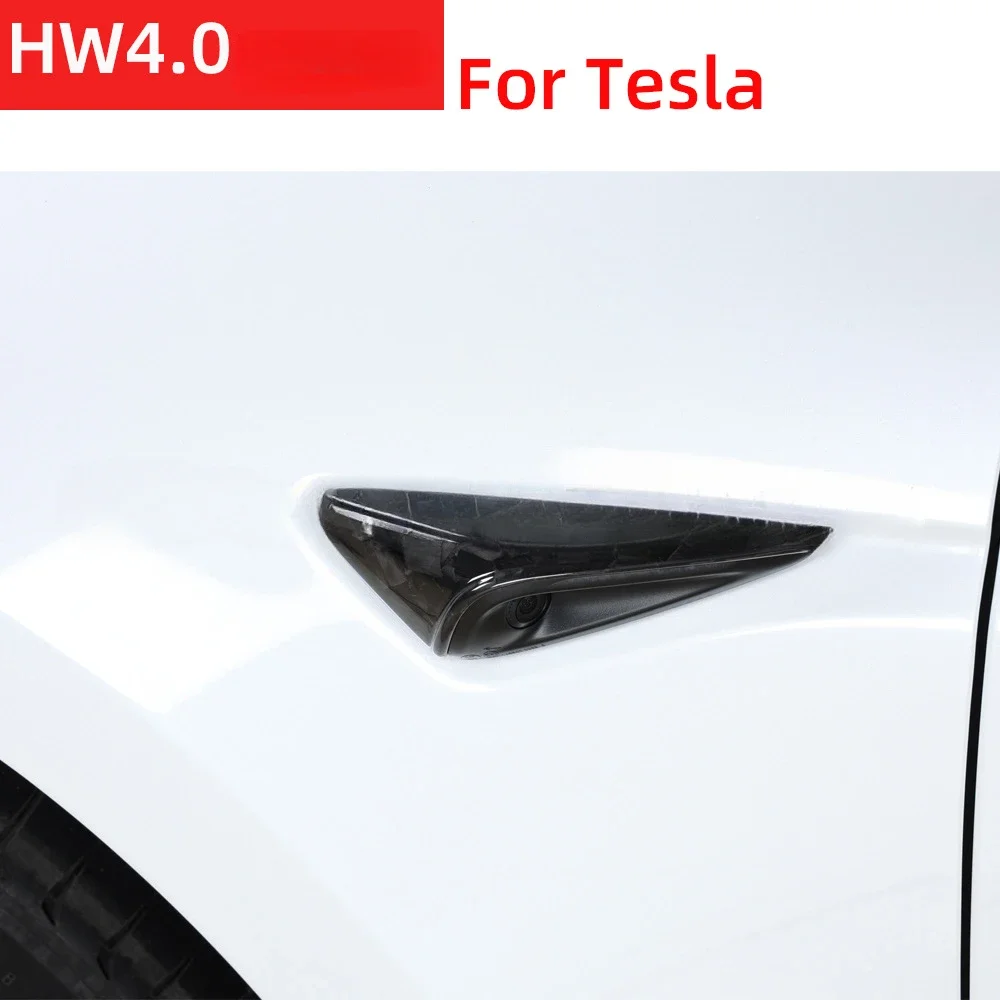 Side Camera Cover for Tesla Model 3 Highland 2024 Real Carbon Fiber Half Pack of Leaf Board Sticker HW4.0 Decorative Accessories