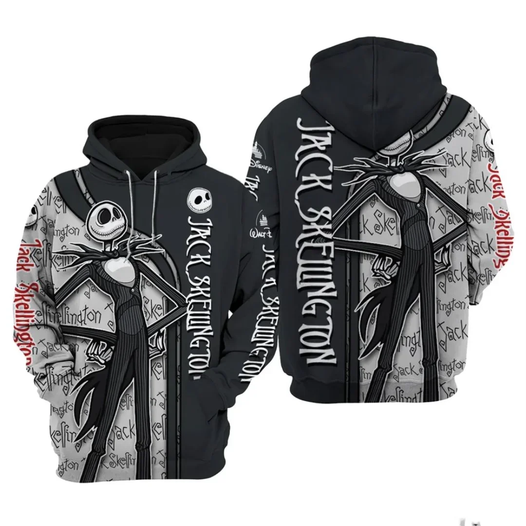 Disney The Nightmare Before Christmas Jack Skellington 3d Hoodie Men Fashion Sweatshirts Halloween Harajuku Casual Zipper Hoodie