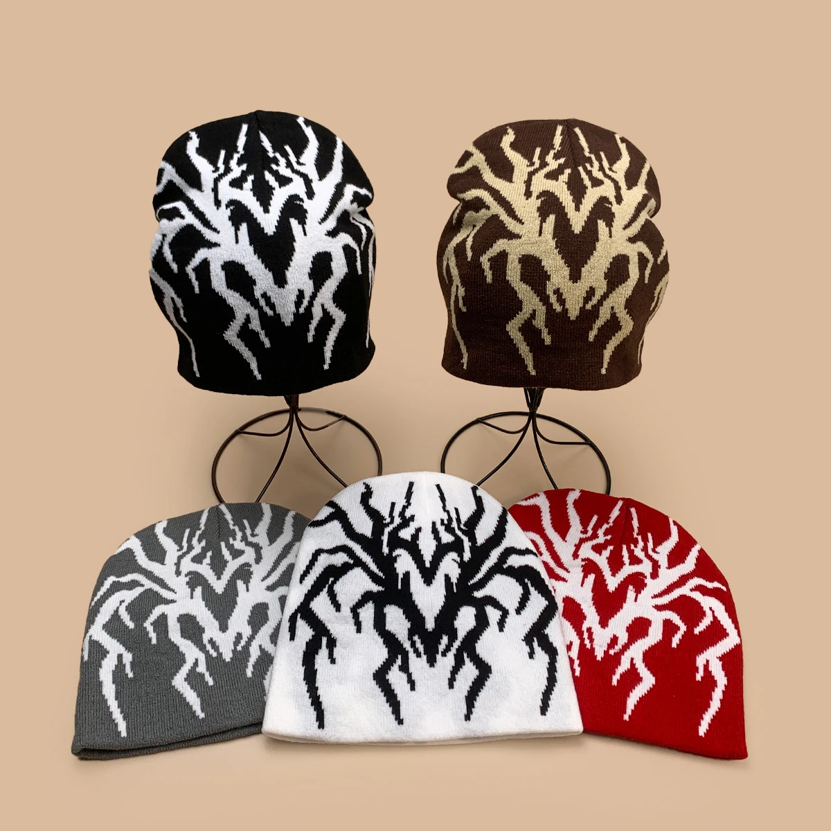 American Hip-hop Jacquard Love Spider Knitted Hats New Men Women Street Warm Personal Versatile Color Block Fashion Ins Beanies