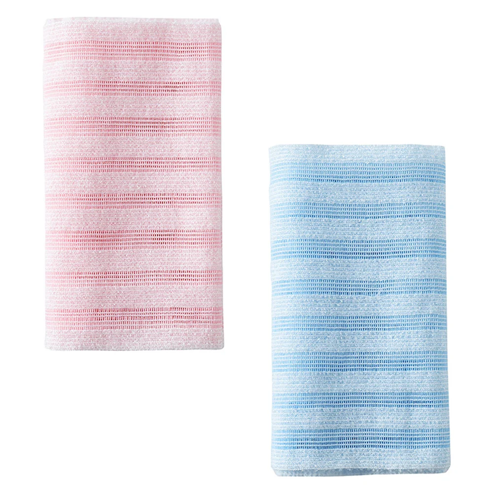 

2 Pcs Long Back Towel Bathing Shower Towels Double Sided Wash Body Scrub for Showering Polyester Portable Scrubbers Travel