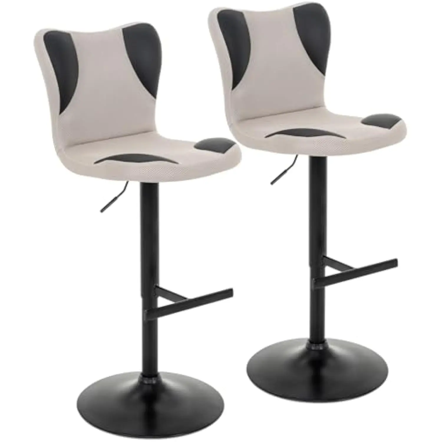 

Swivel Bar Stools Set of 2, Adjustable Counter Height Bar Stools with High Back, Modern Kitchen Island Chairs, Upholstered Arml