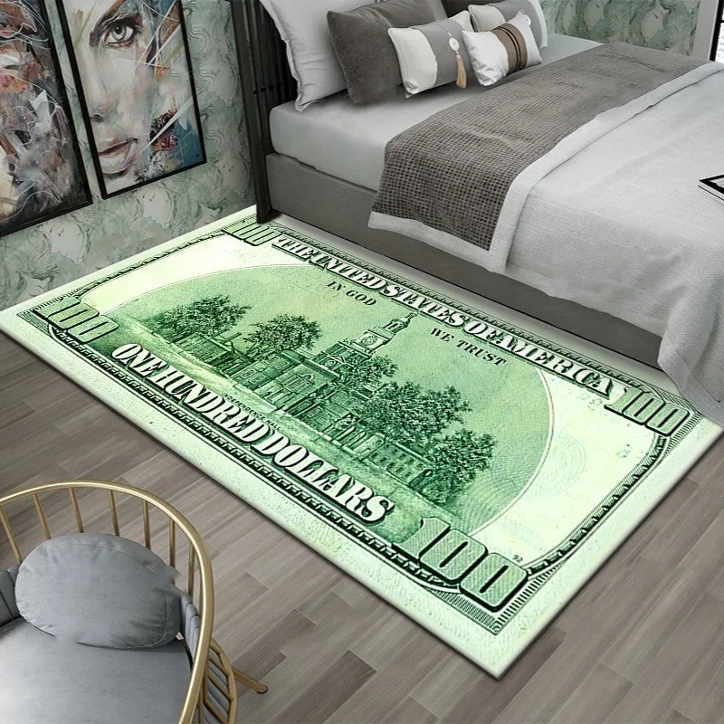Vikama Flannel Dollar Banknote Print Large Area Cushion - Creative Design Featuring a Currency Theme For Home Decoration Carpet