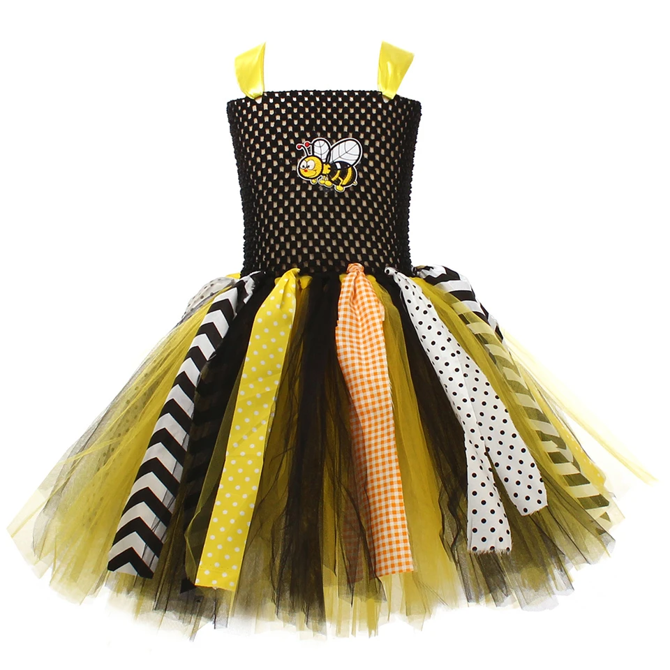 Fantasia Girls Bumble Bee Fluffy Tutu Dress Halloween Cosplay Honey Bee Carnival Role Play Stage Performance Children's Costume