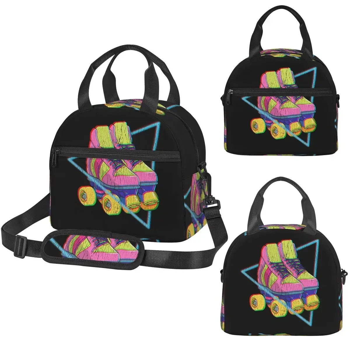 Retro Roller Skates Colorful Insulated Lunch Bag for Women Office Cooler Thermal Box Tote Portable Lunch Boxes