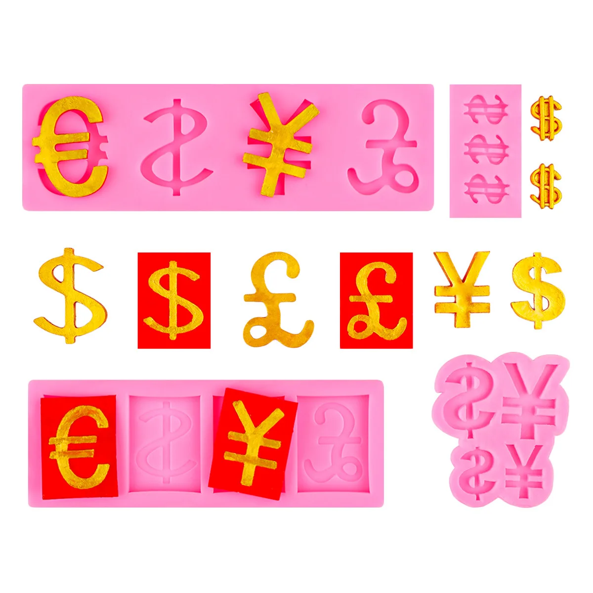 Money Logo Chocolate Shape Decoration Silicone Mold DIY Size Currency Fondant Cake Accessories Mould
