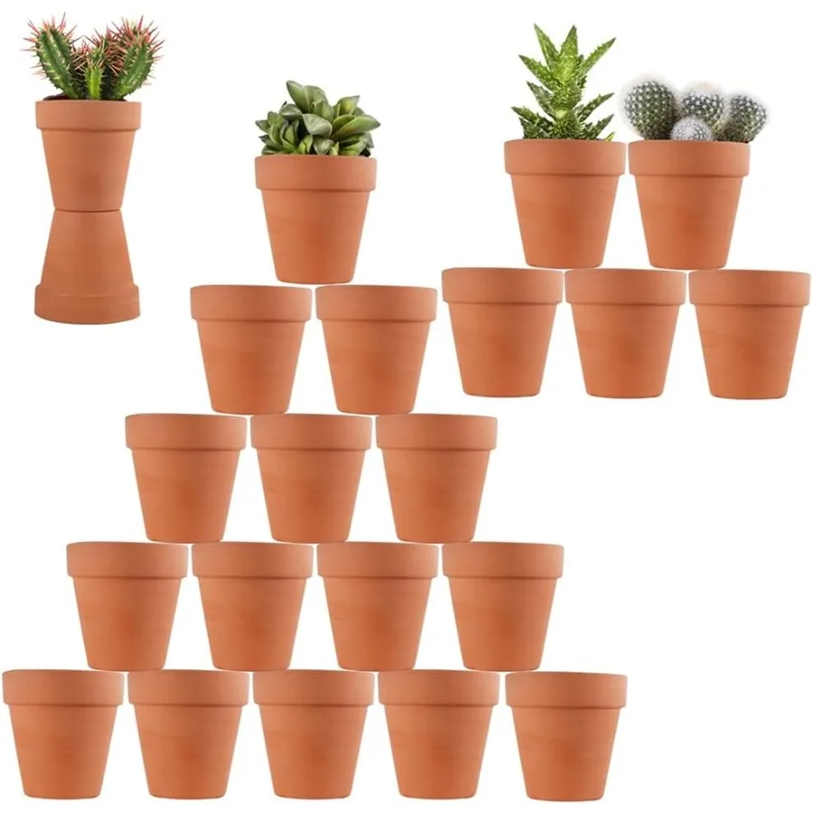 

3 Inch Terracotta Pots 22Pack Clay Flower Pots with Drainage Hole Succulent Nursery Pot Cactus Plant Pot. Great for Plants Craf