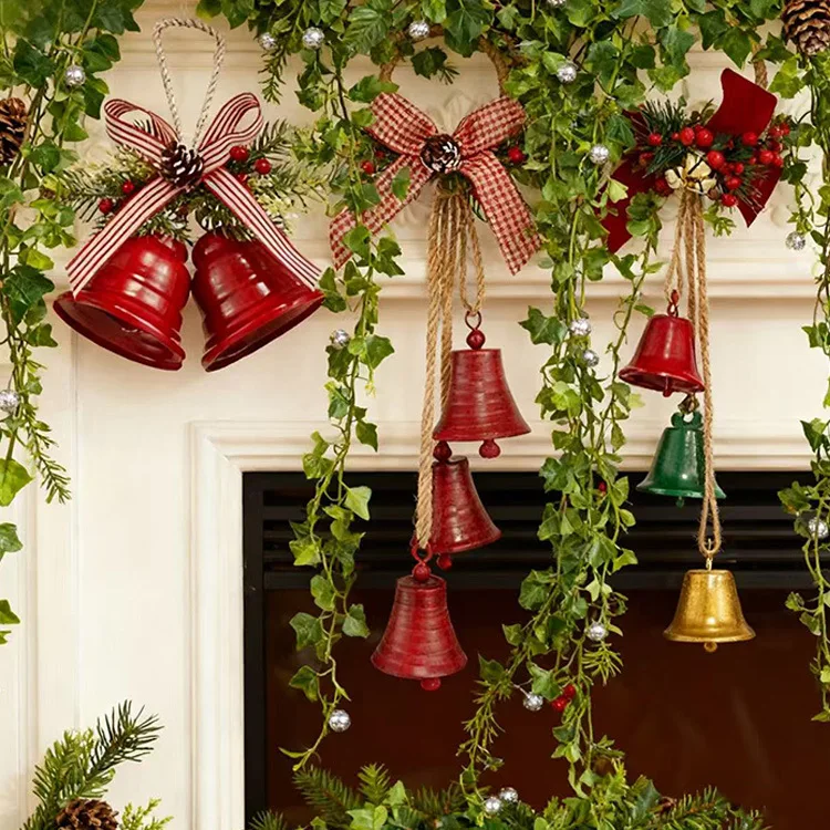 

ZML Christmas Bell String Vintage Christmas Tree Pendant Window Arrangement Prop Decoration Supplies