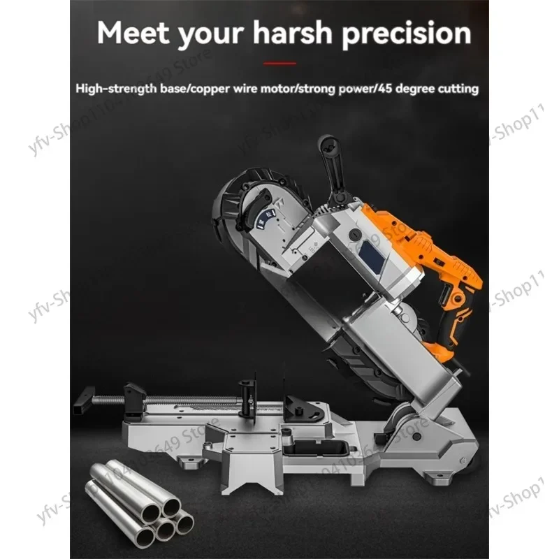 

Portable Multifunctional Band Saw Horizontal Band Cutting Machine Electric Sawing Machine 45° Metal Cutting 1100W 220~240V