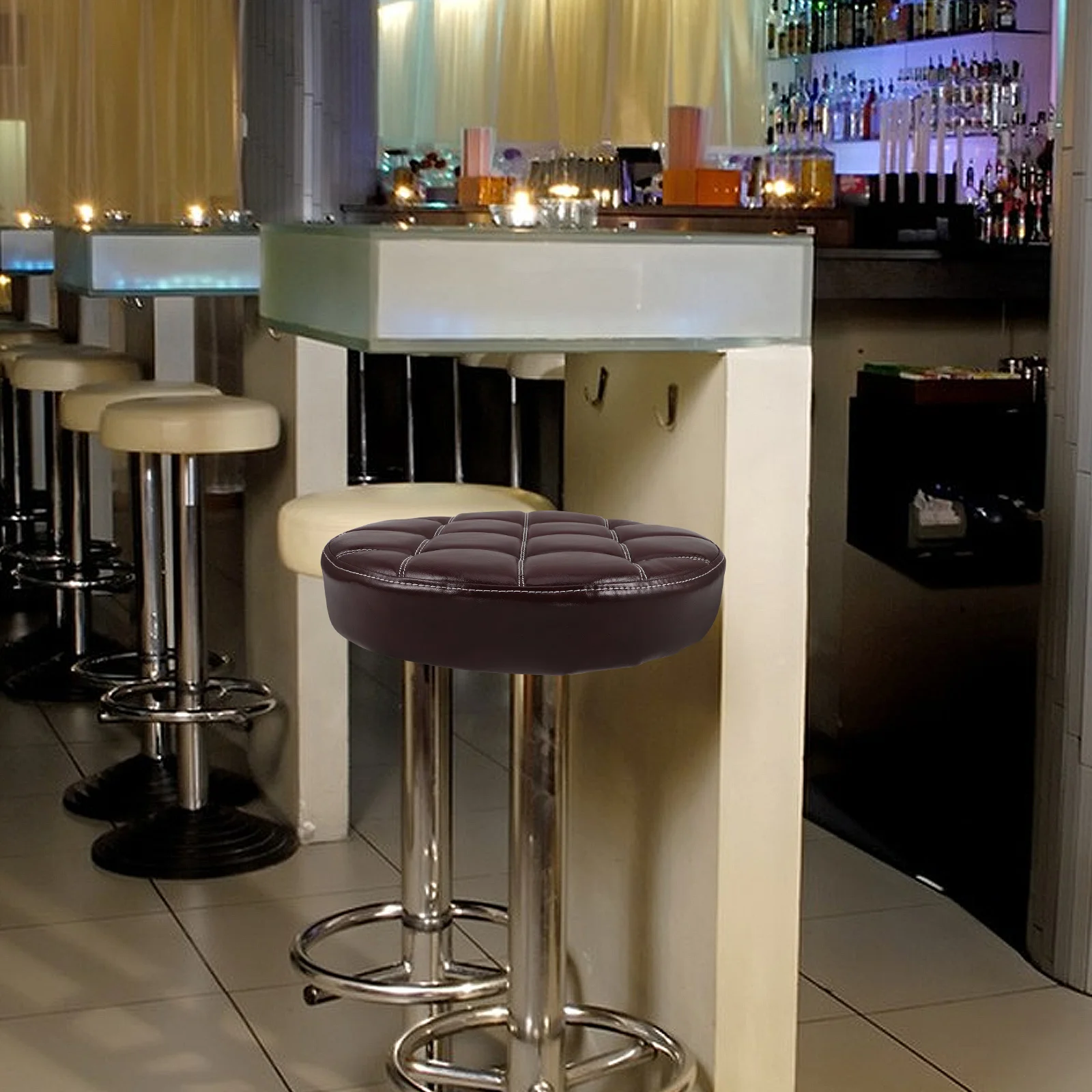 

Stylish Pu Round Bar Stool Seat Cushion Comfortable Ergonomic Replacement Pad Anti-Slide - Look