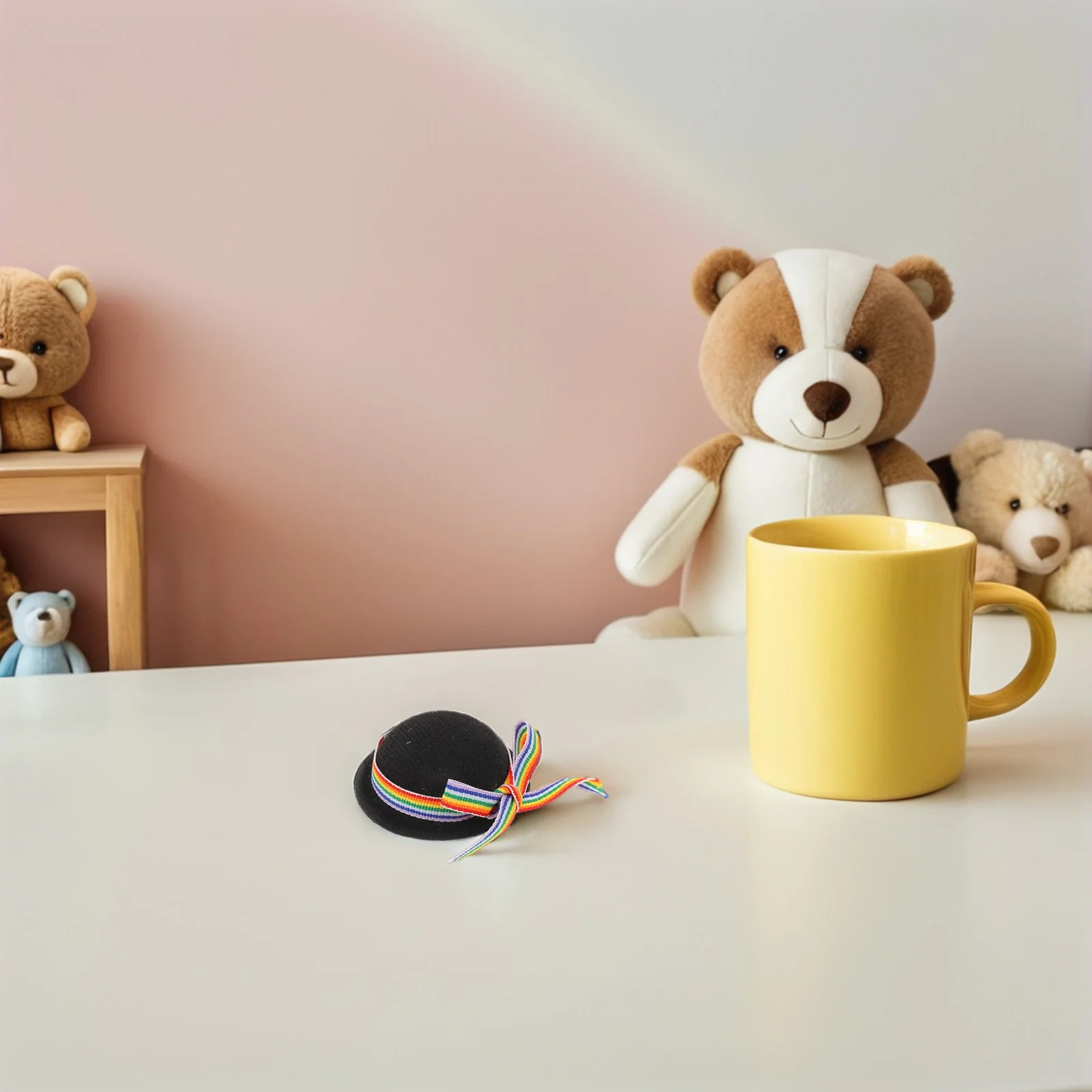 4 pezzi mini cappelli cappelli a cilindro formali neri con tessitura colorata piccoli copricapi artigianali per la festa del tè in casa delle bambole - accessori in miniatura