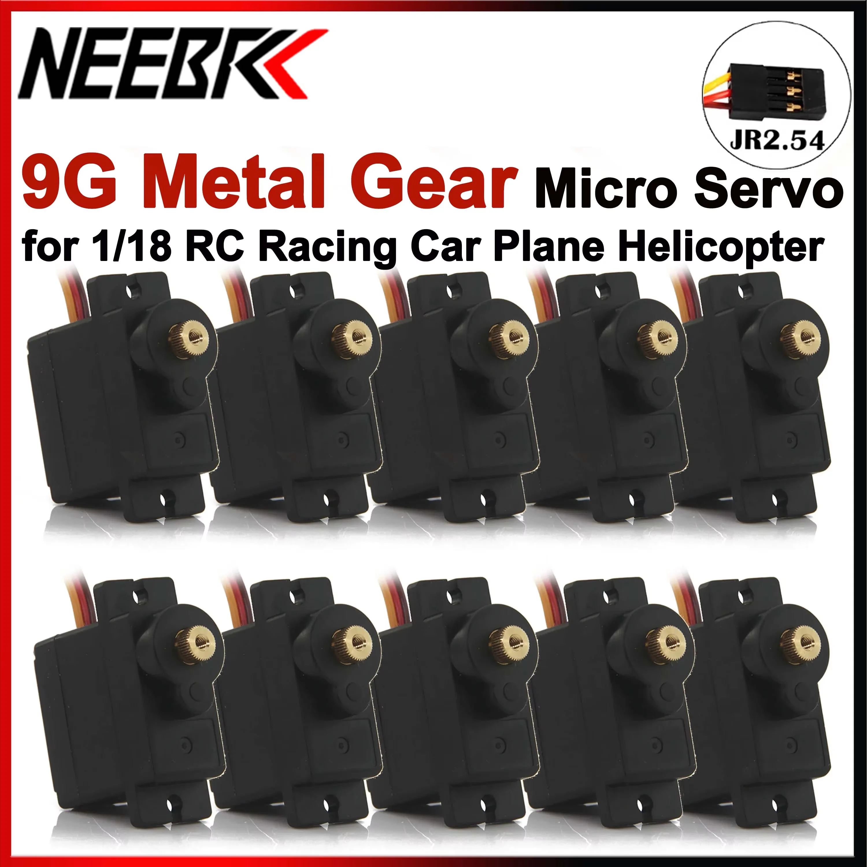 

NEEBRC 9G Micro Digital Servo Metal Gear Mini Motor 5V for 1/16 1/18 1/24 RC Racing Car Airplane Helicopter Boat Robot Part Toy