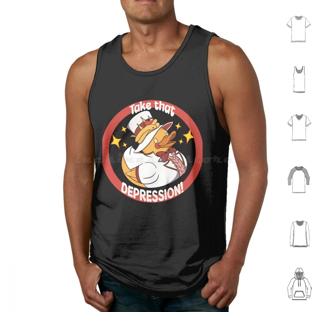 Lucifer Rubber Ducky Tank Tops Print Cotton Rubber Duck Lucifer Take That Depression Depression Inspirational Alastor