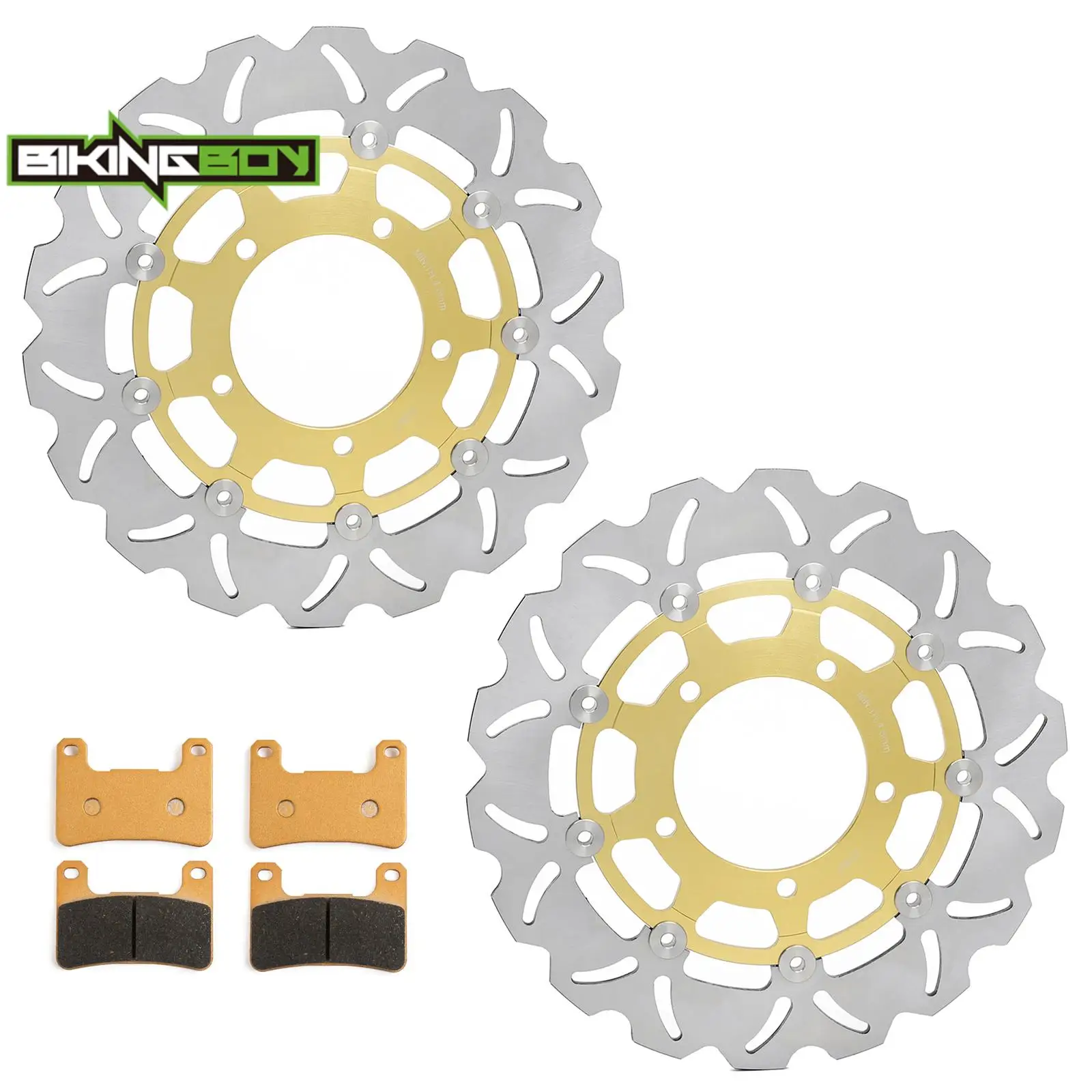 BIKINGBOY Front Brake Disks Discs Rotors Pads For GSXR 600 750 06 07 GSX-R 1000 05-08 VZR 1800 Boulevard M109R 06-14 R2 RZ 08 09