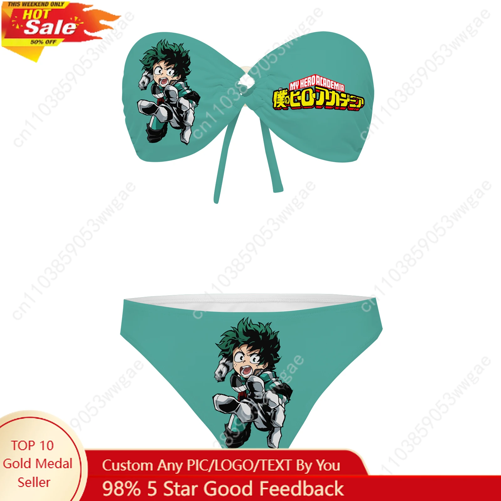 

My Hero Academia Strapless Swimsuit Women Bathing Suit Personalized Fashion Swimwear Pool Beach Sexy Bikini Customized Beachwear