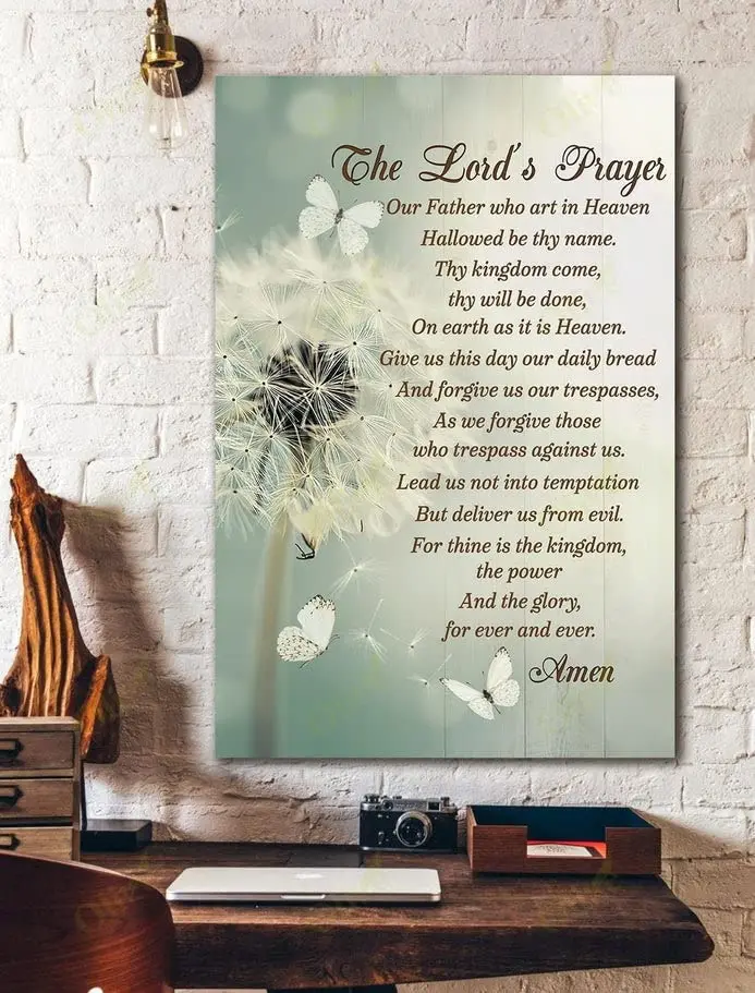 8x12 IN Vintage Metal Tin Sign Jesus, The Lord'S Prayer Aluminum Novelty Sign For Garage & Home Bar Club Farm Shop Man C