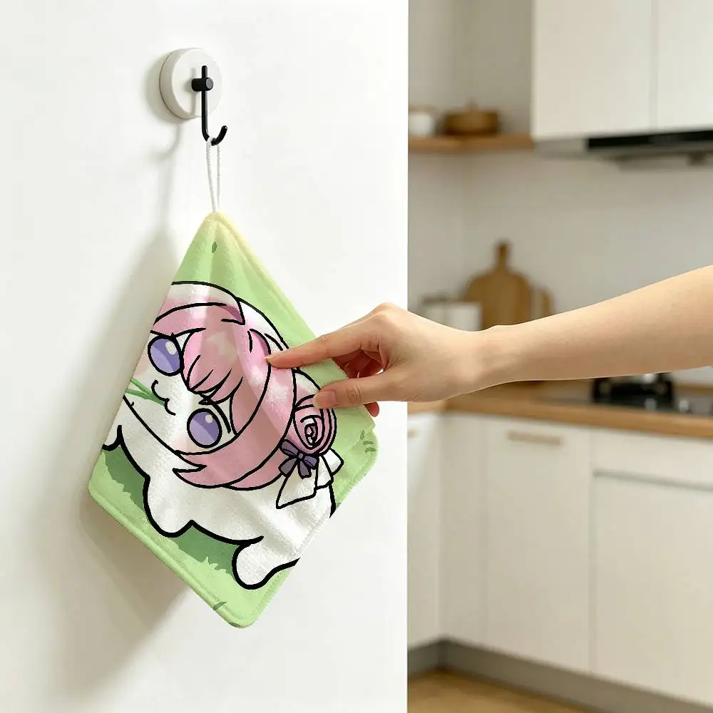 Nikke DORO Doll cute Household Hanging Towel, Polyester Cotton Hand Wiping Towel, Sturdy for Bathroom Bedroom
