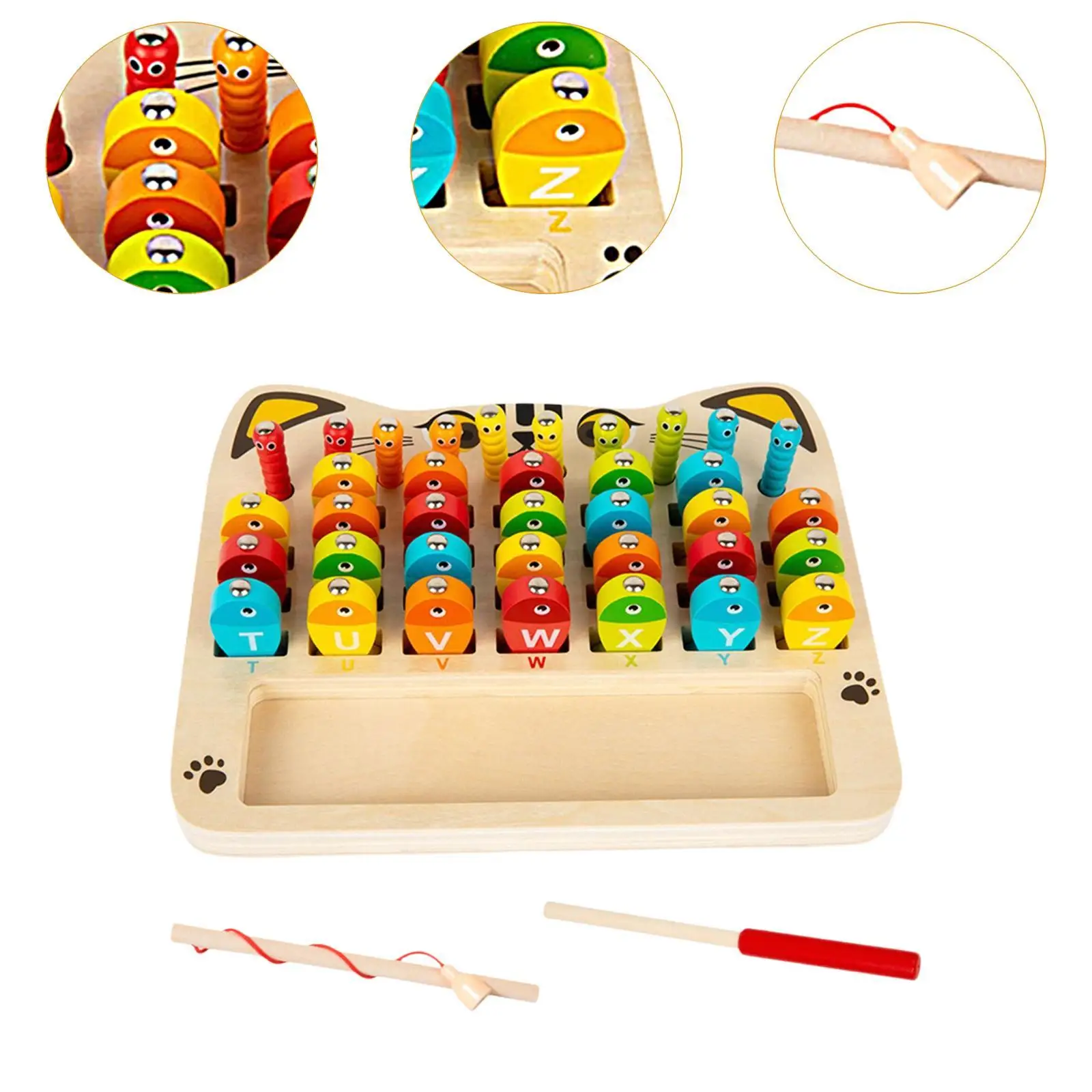 Wooden Fishing Game Board Game Toy Fine Motor Skill Toy Color Sorting Puzzle for Boys Girls Preschool Kids Children Party Favors
