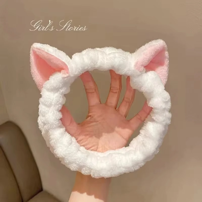 Cute Coral Fleece Cat Ear Headband - Soft & Comfortable, Perfect For Face Washing & Makeup, Fashionable Accessory For Women