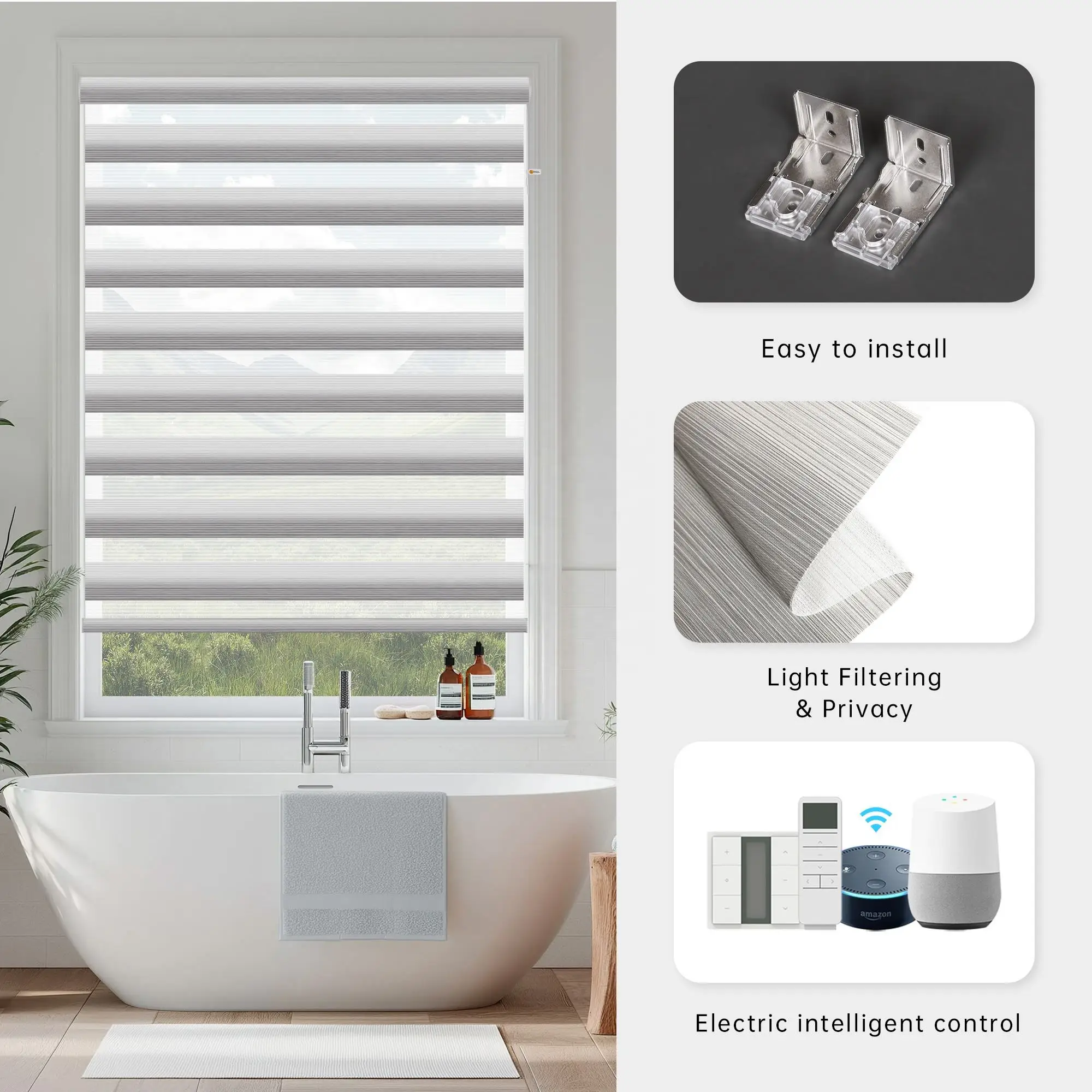 Zebra Blinds Thermal Insulated Privacy Window Coverings for Window Home Office Bedroom Living Room Decor