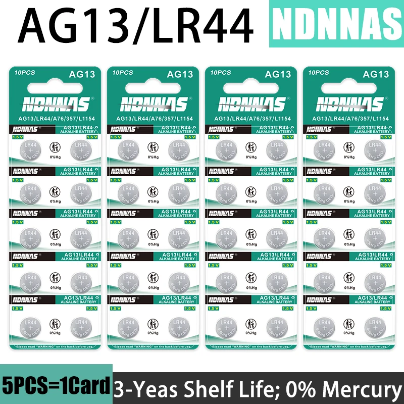 2-50PCS AG13 LR44 L1154F SR44 A76 1.5V High Capacity Alkaline Button Cell Battery,Premium Long Lasting for Calculator,Toy,Remote