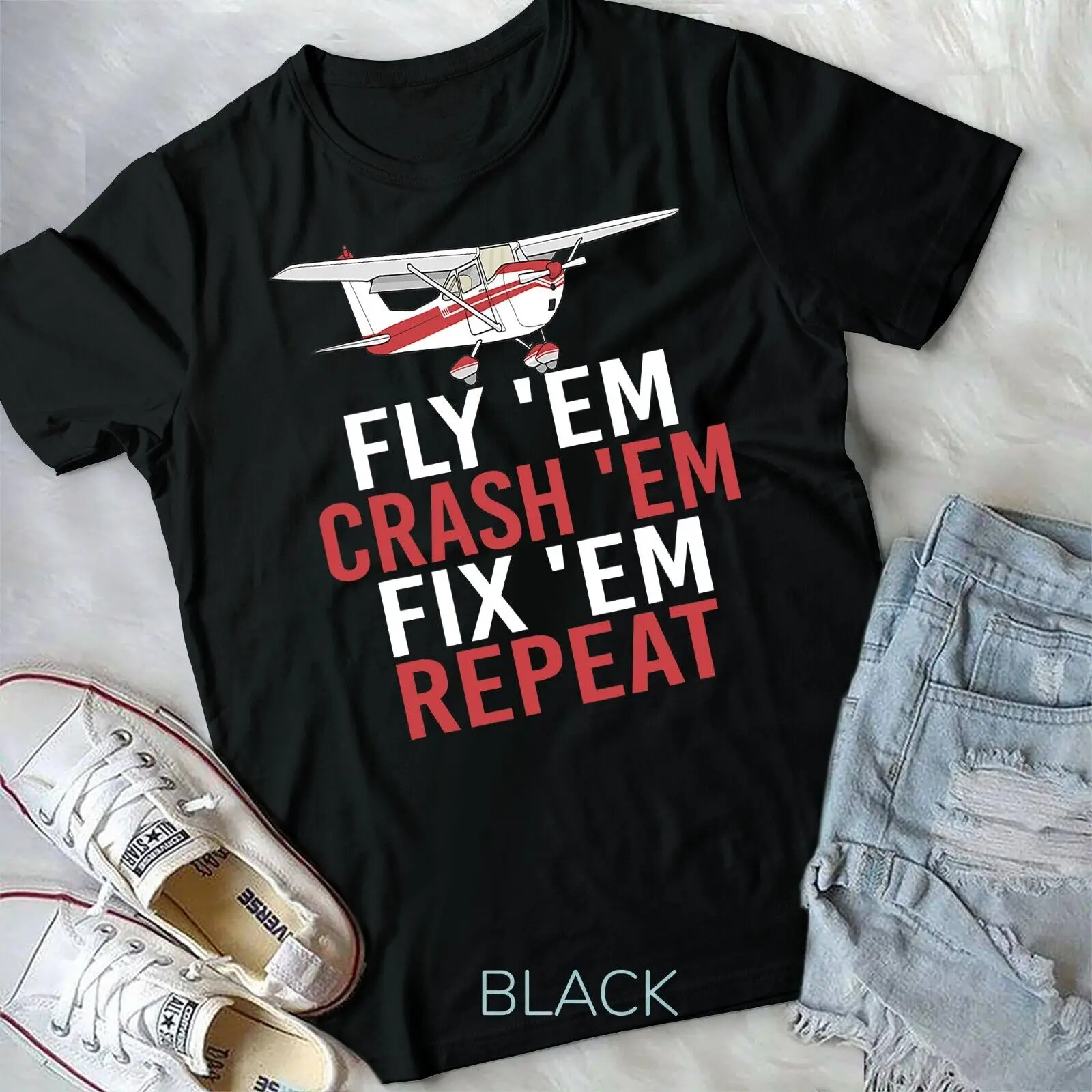 

Fly em. Crash em, Fix em, Repeat RC Plane T-Shirt Unisex T-shirt