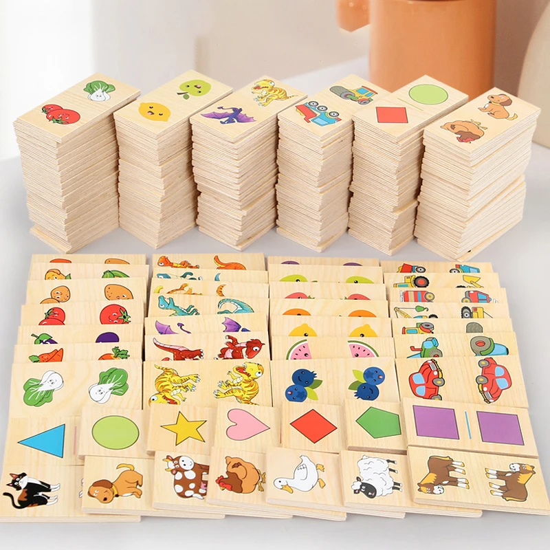 Hand Scratch Chain Game Wooden Puzzle Toy Board Baby Cartoon Montessori Early Education Traffic Dinosaur Fruit Cognitive Puzzle