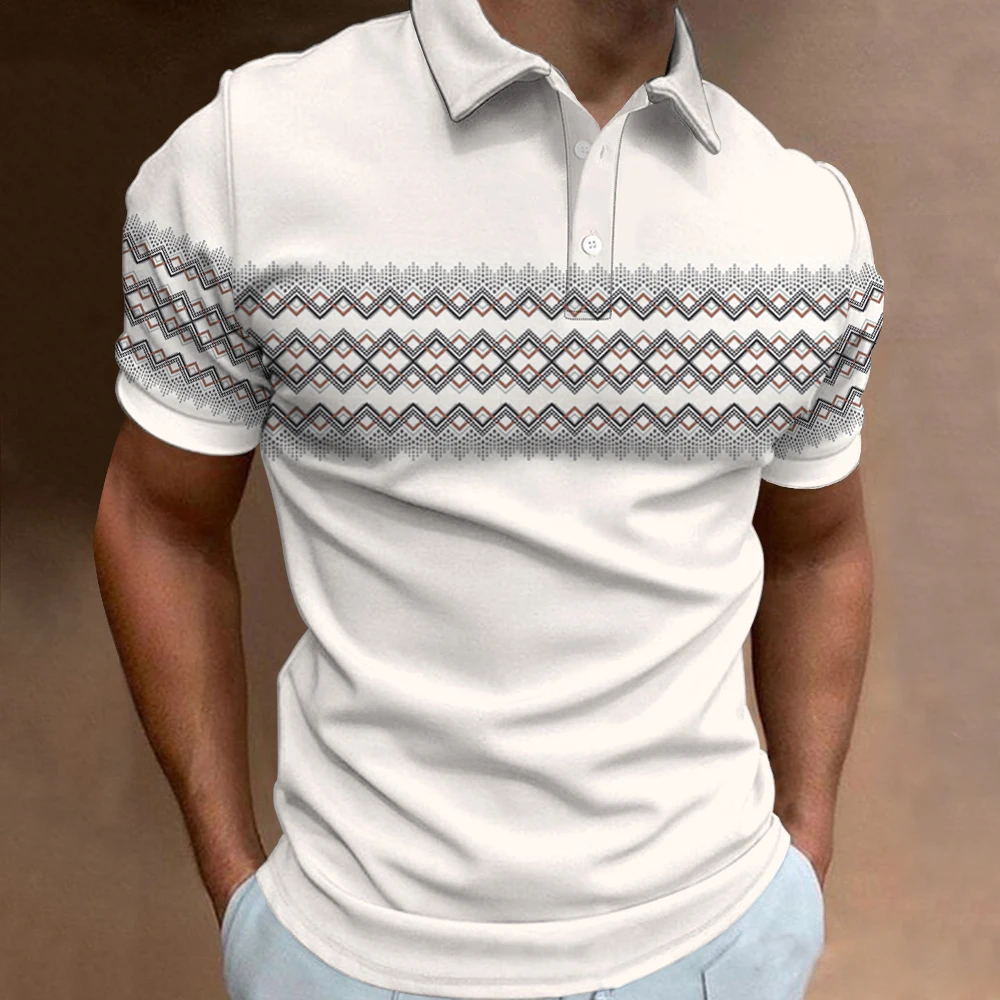 2024 Fashion Men\'s Polo T-Shirts 3d Patchwork Plaid Print Street Tops Daily Casual Short Sleeved Tees High-Quality Male Clothing