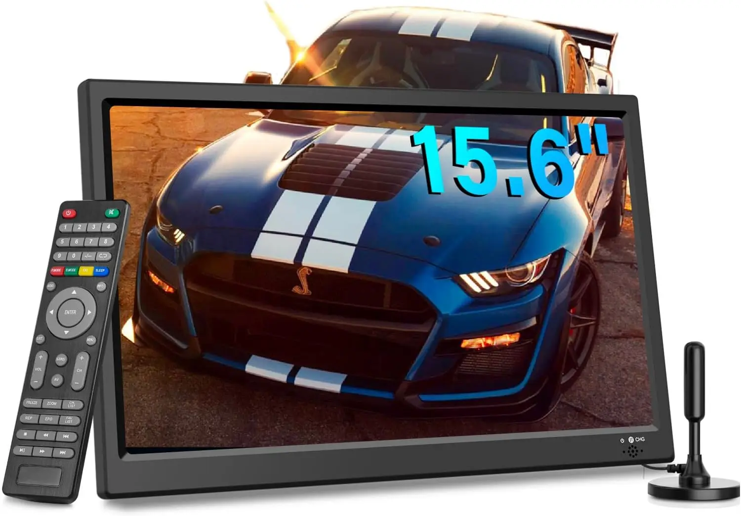 

15,6-дюймовый компактный кухонный телевизор с тюнером ATSC/HDMI/USB/AV, встроенной стальной подставкой и пультом дистанционного управления для спальни, автодома, кемпинга