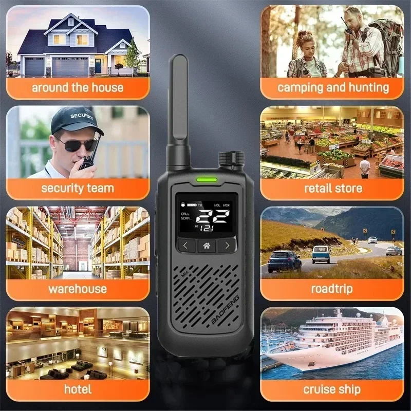 2 pçs baofeng loja oficial BF-T17 frs mini walkie talkie portátil rádio em dois sentidos de longo alcance 22ch vox usb rádio amador lanterna