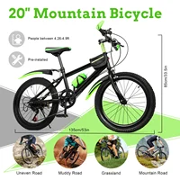 Vélo pour enfants de 20 pouces, pour garçons et filles âgés de 8 à 12 ans, vélo de montagne vtt, vélo de ville à 7 vitesses, GREB/ROUGE 5