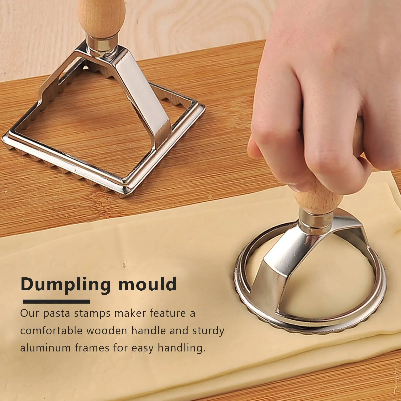 A88E-Italian Ravioli Cutter Set Pasta Press Kitchen Attachment Kit Ravioli Maker Mold Tool Ravioli Stamp Set Pastry Wheel 4Pc