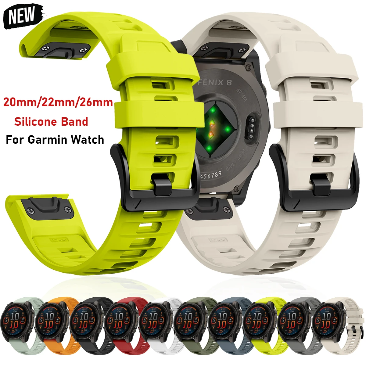 Fenix8 pulseira de relógio para garmin fenix 8 47mm 51mm 43 e 7 7x 6 6x 5 5S 5x/epix pro quickfit 20mm 22mm 26mm pulseira de silicone